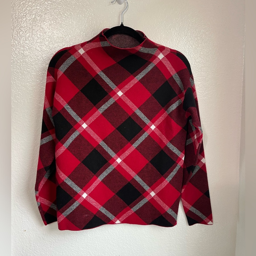 Rachel Zoe Red and Black Turtleneck Sweater